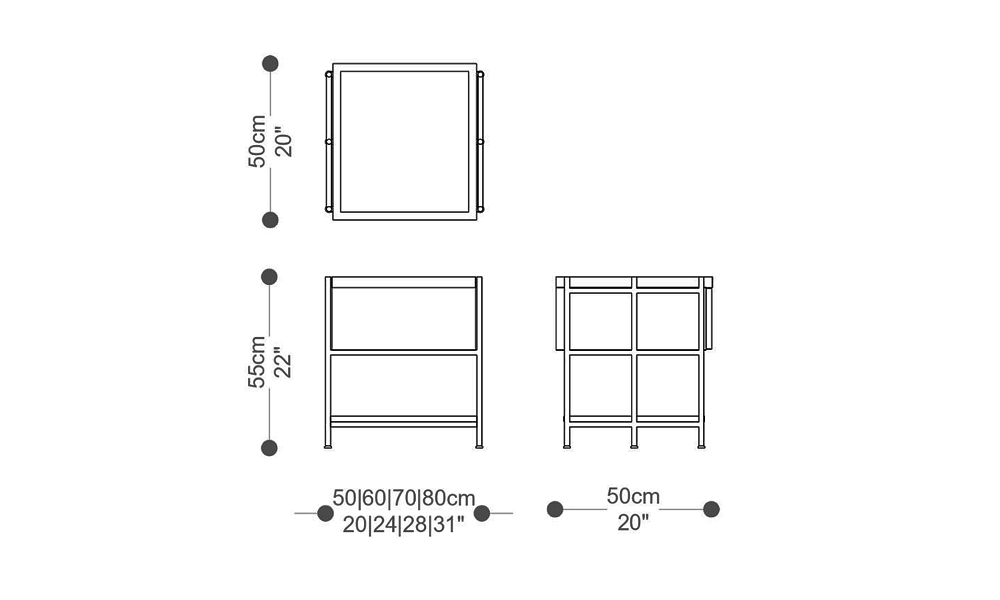 Image of the main dimensions of the product